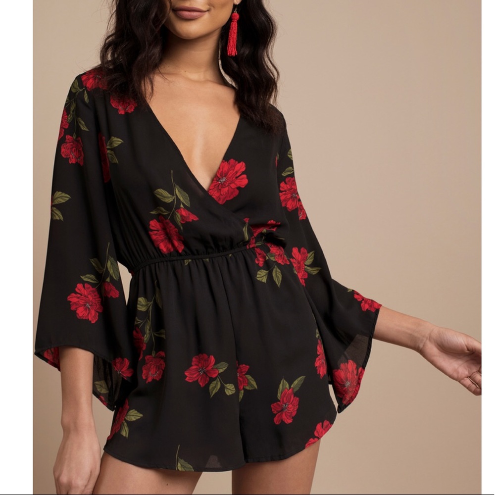 Floral long sleeve romper